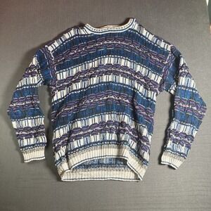 Vintage Concrete Mix Crewneck Sweater Pullover Knit Purple Cosby Coogi Men's M
